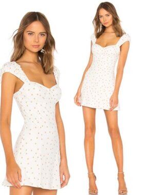 LPA Polka Dot Fit & Flare Linen Blend Mini Dress